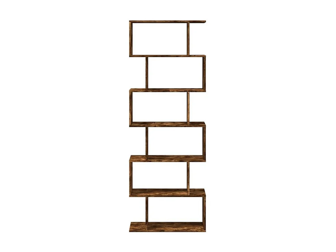 Étagère séparatrice de pièce à 6 niveaux chêne fumé 70x24x193