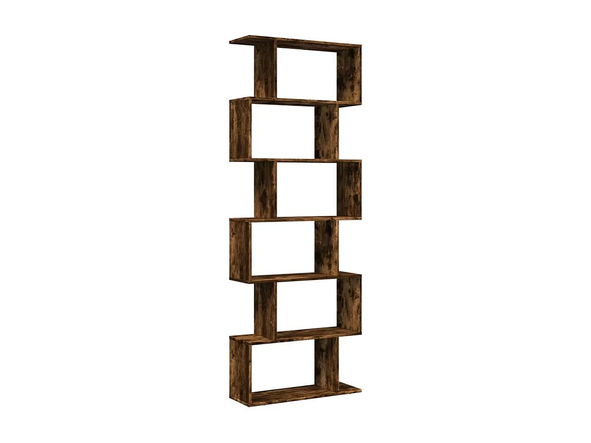Étagère séparatrice de pièce à 6 niveaux chêne fumé 70x24x193