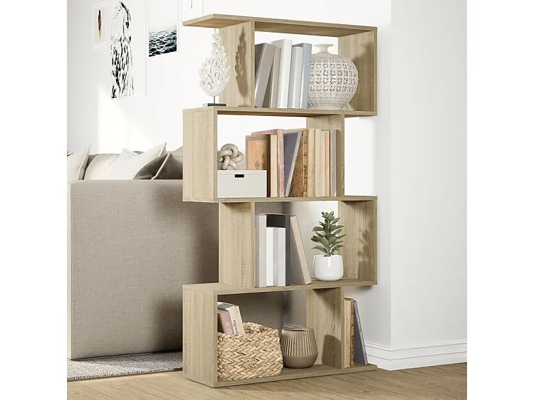 Étagère séparatrice de pièce 4 niveaux chêne sonoma 70x24x129