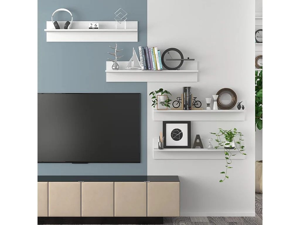 Étagère murale 4 pc Blanc 80x11,5x18