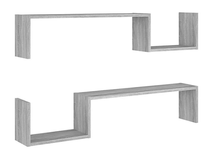 Lot de 2 étagère murale en bois Kolika L100xH20xP15 – Collection originale-Chêne gris