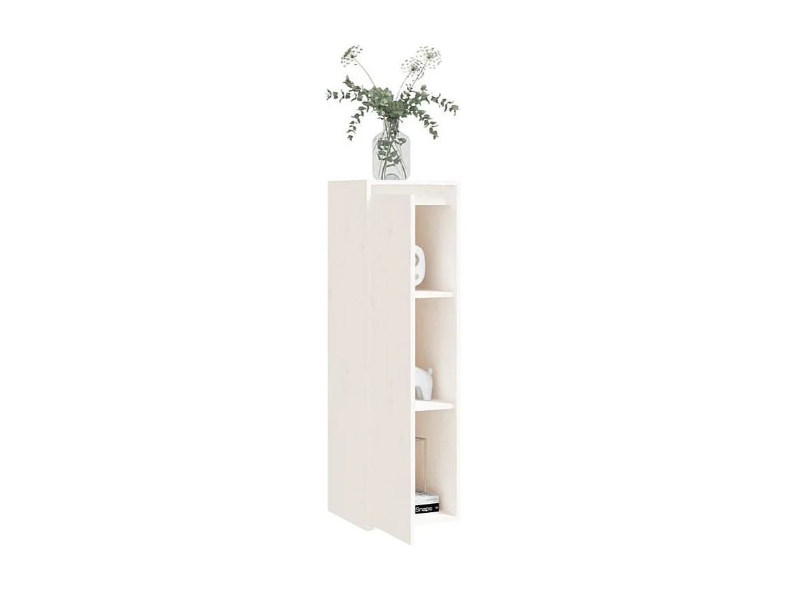 Colonne murale en bois massif Niko L30xH100xP30 - Compacte et Pratique-Blanc
