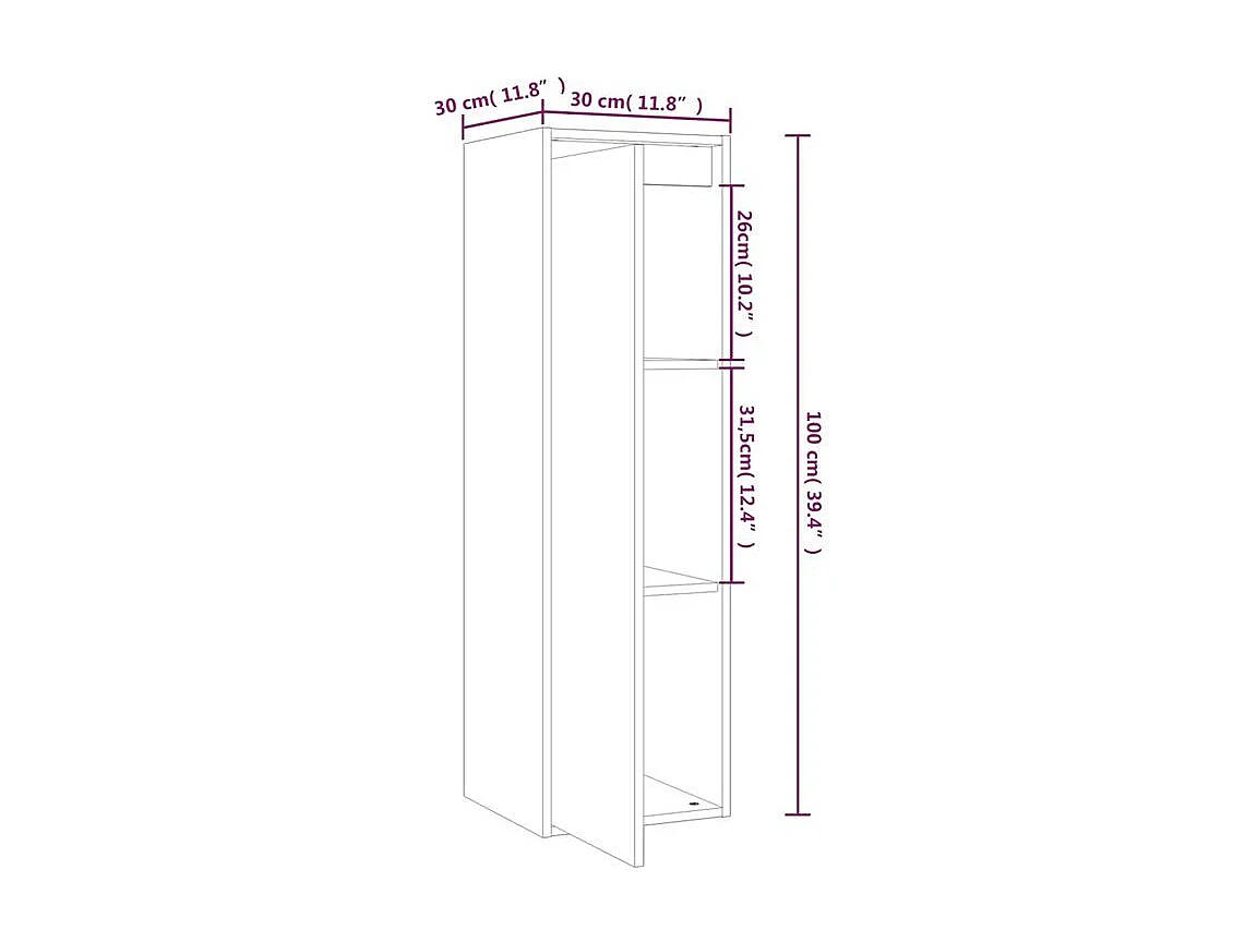 Colonne murale en bois massif Niko L30xH100xP30 - Compacte et Pratique-Blanc