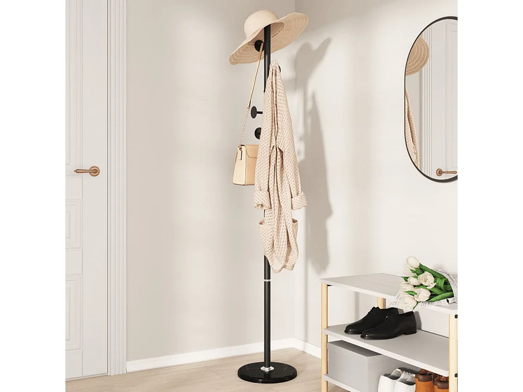 Porte-manteau sur pied SYKA – Métal & Marbre – H 176cm-Noir