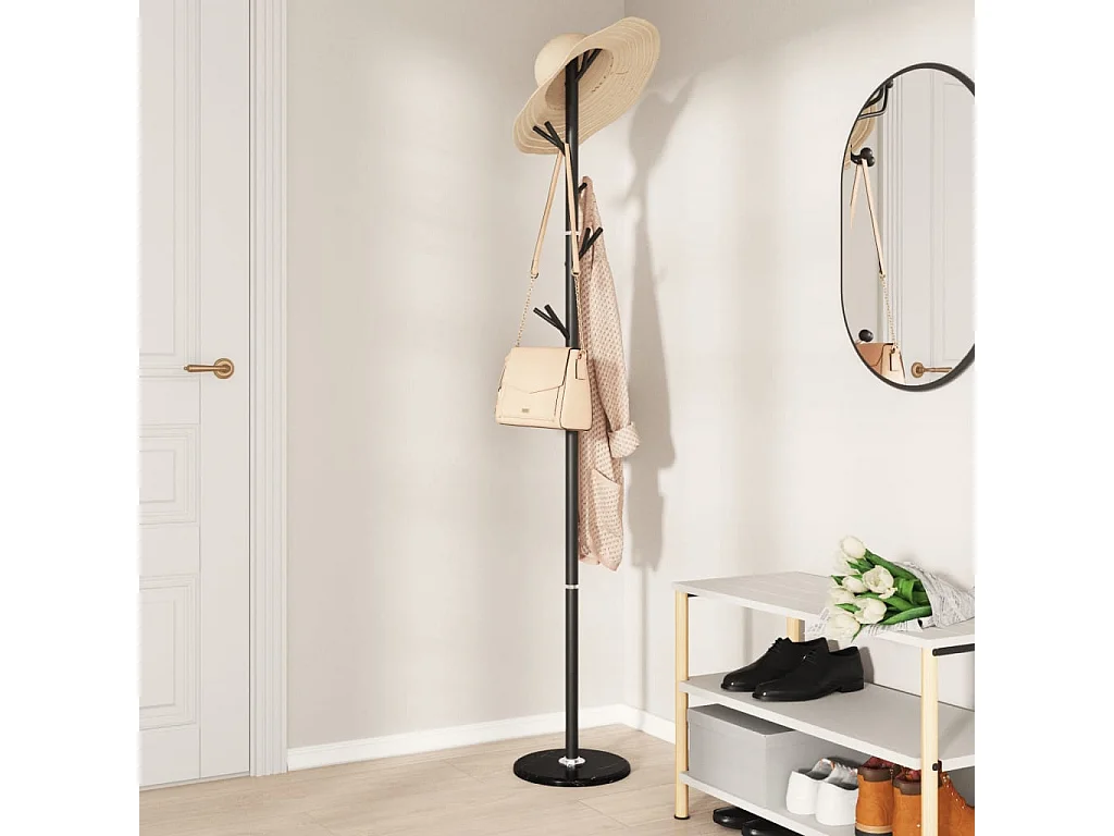Porte-manteau sur pied LOGA – Métal & Marbre - H 175cm-Noir