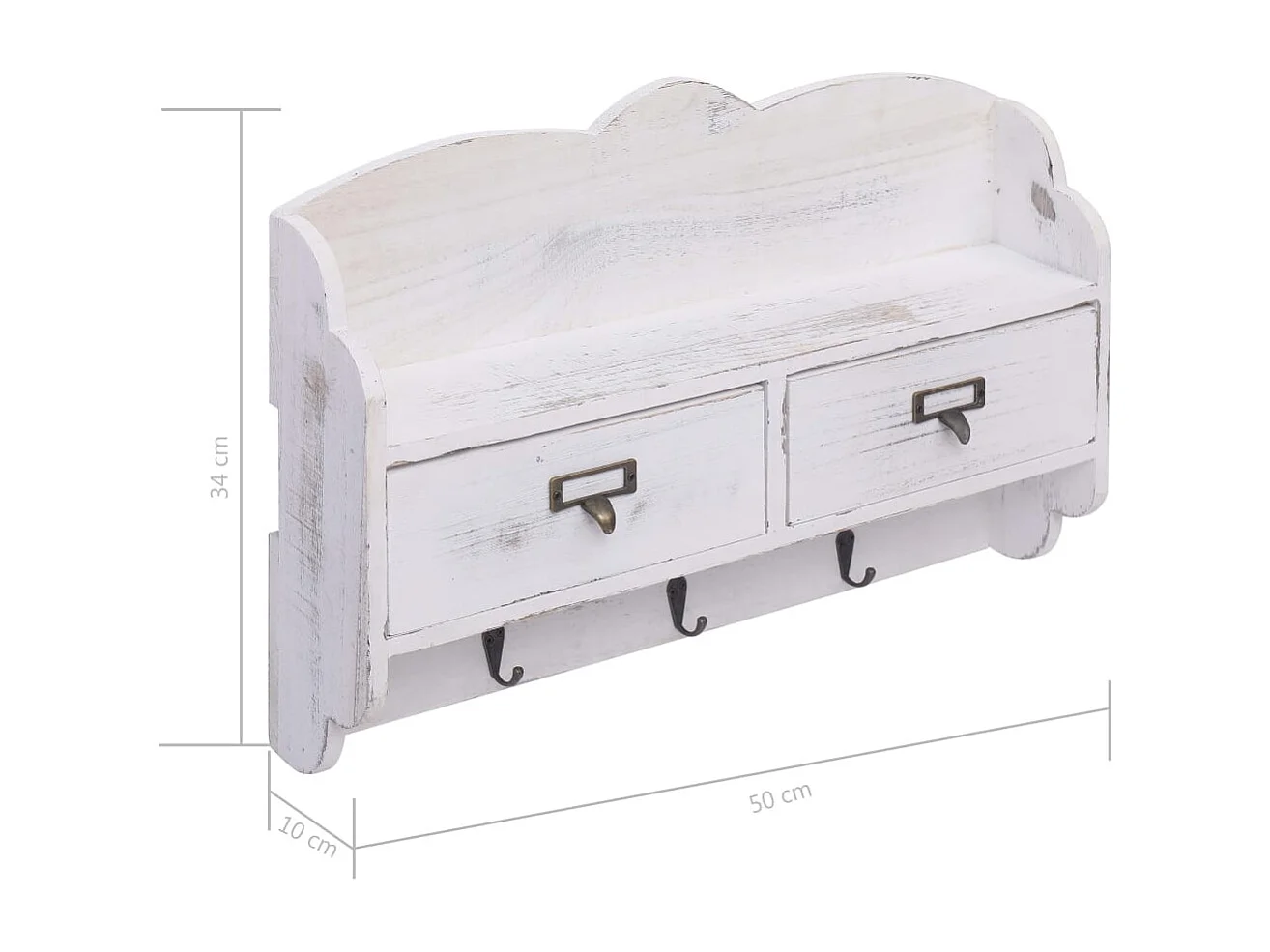 Porte-manteau mural Blanc 50x10x34 Bois