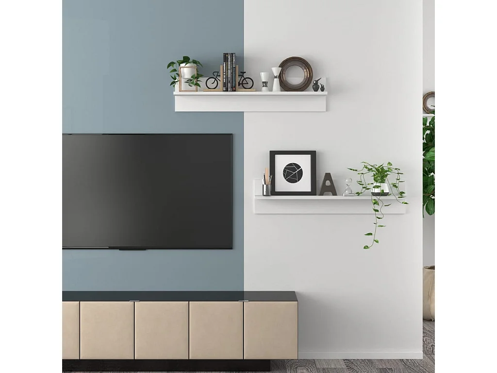 Étagère murale 2 pc Blanc 80x11,5x18