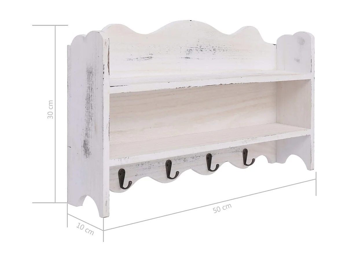 Porte-manteau mural Blanc 50x10x30 Bois