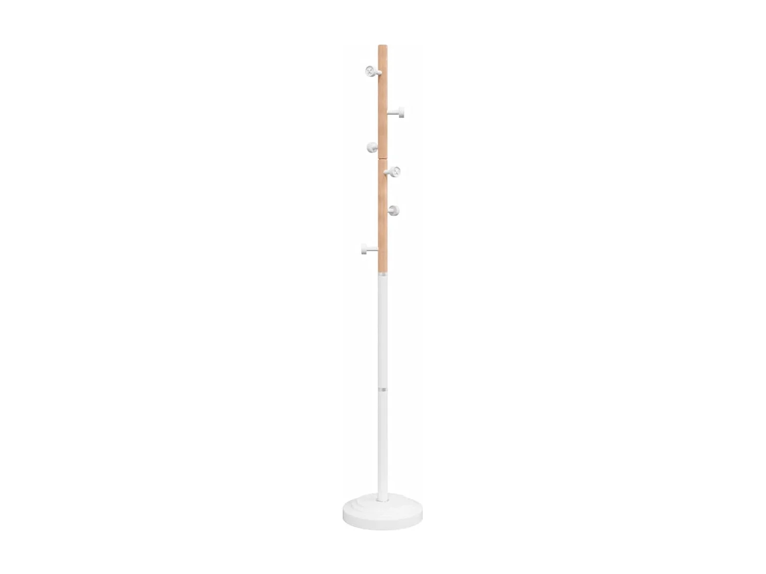 Porte-manteau sur pied SUEDA – Métal & Bois de hêtre – H 177cm-Blanc
