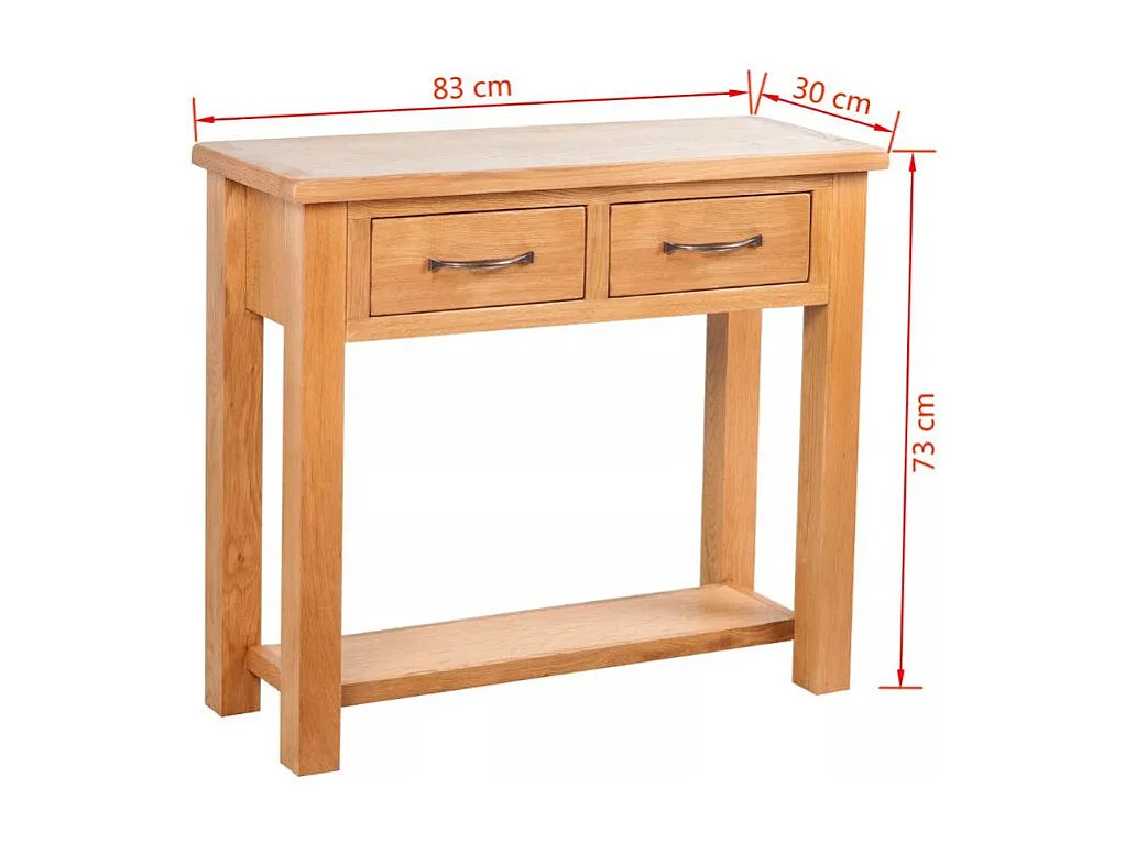 Console 2 tiroirs chêne massif clair Candice