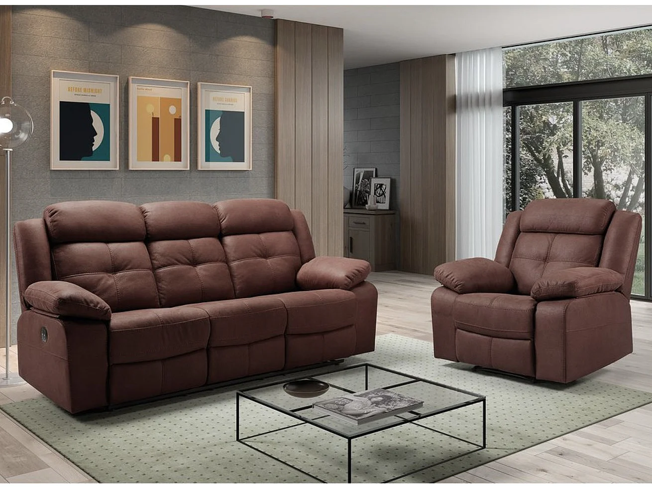 Farenza nubuck relaxbank-Kleur Donkergrijs-Systeem Handmatig-Aantal plaatsen) 1 zits fauteuil