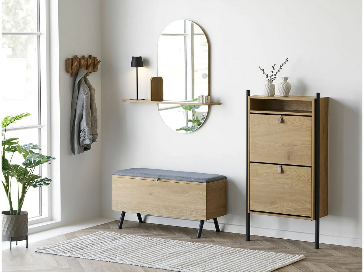 Banc BARCO avec rangement – Élégance naturelle et fonctionnalité moderne