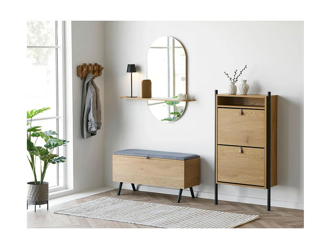 Banc BARCO avec rangement – Élégance naturelle et fonctionnalité moderne