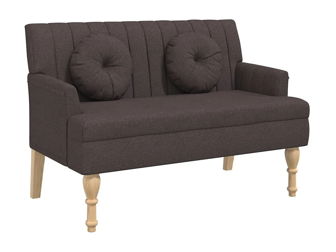 Banc avec coussin marron foncé 113x64,5x75,5 tissu