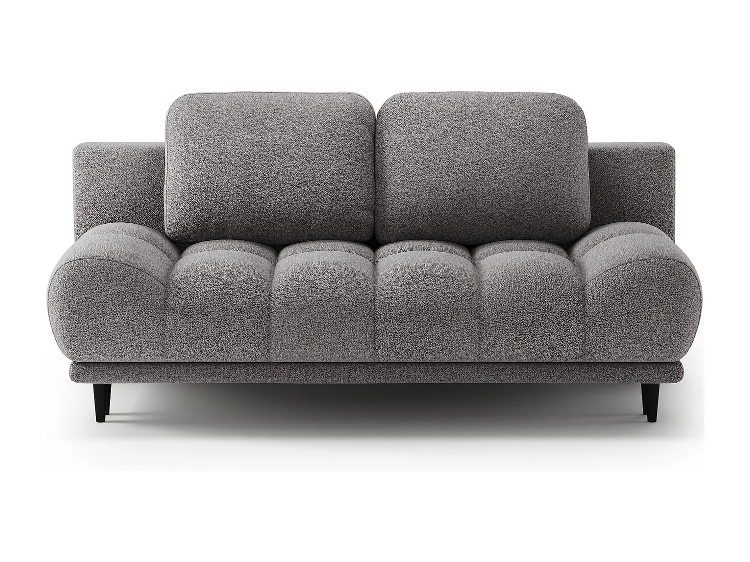 Canapé convertible 2 places NIVIO avec coffre et pieds en bois noir – 210cm-Gris