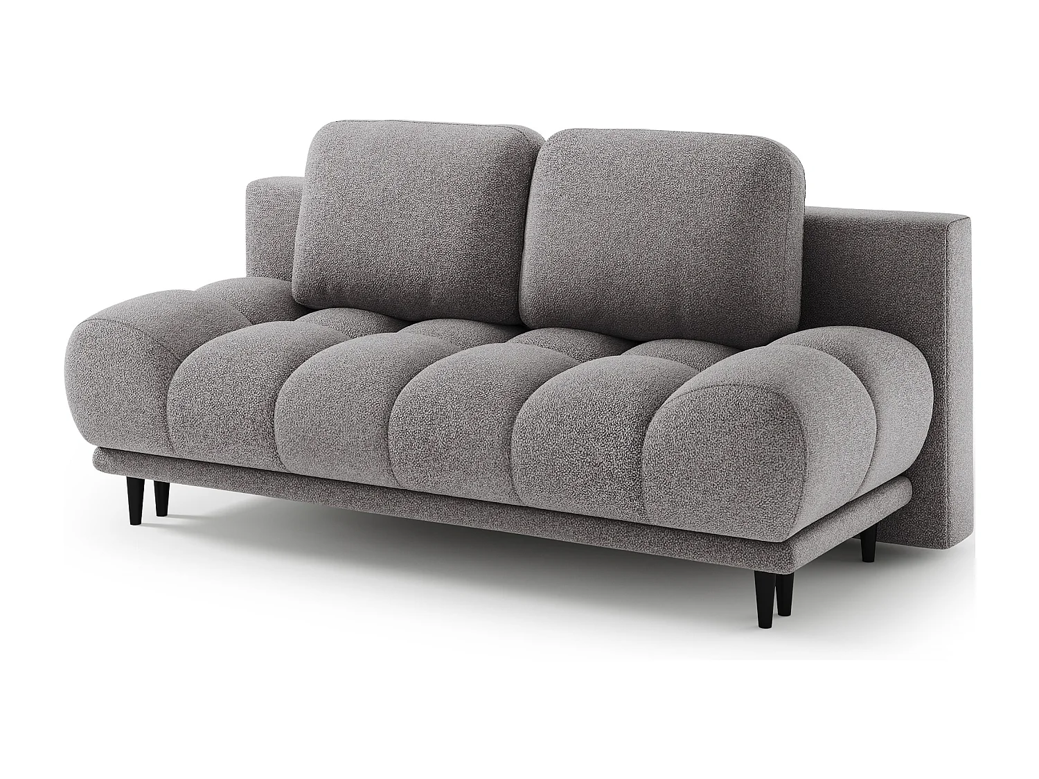 Canapé convertible 2 places NIVIO avec coffre et pieds en bois noir – 210cm-Gris