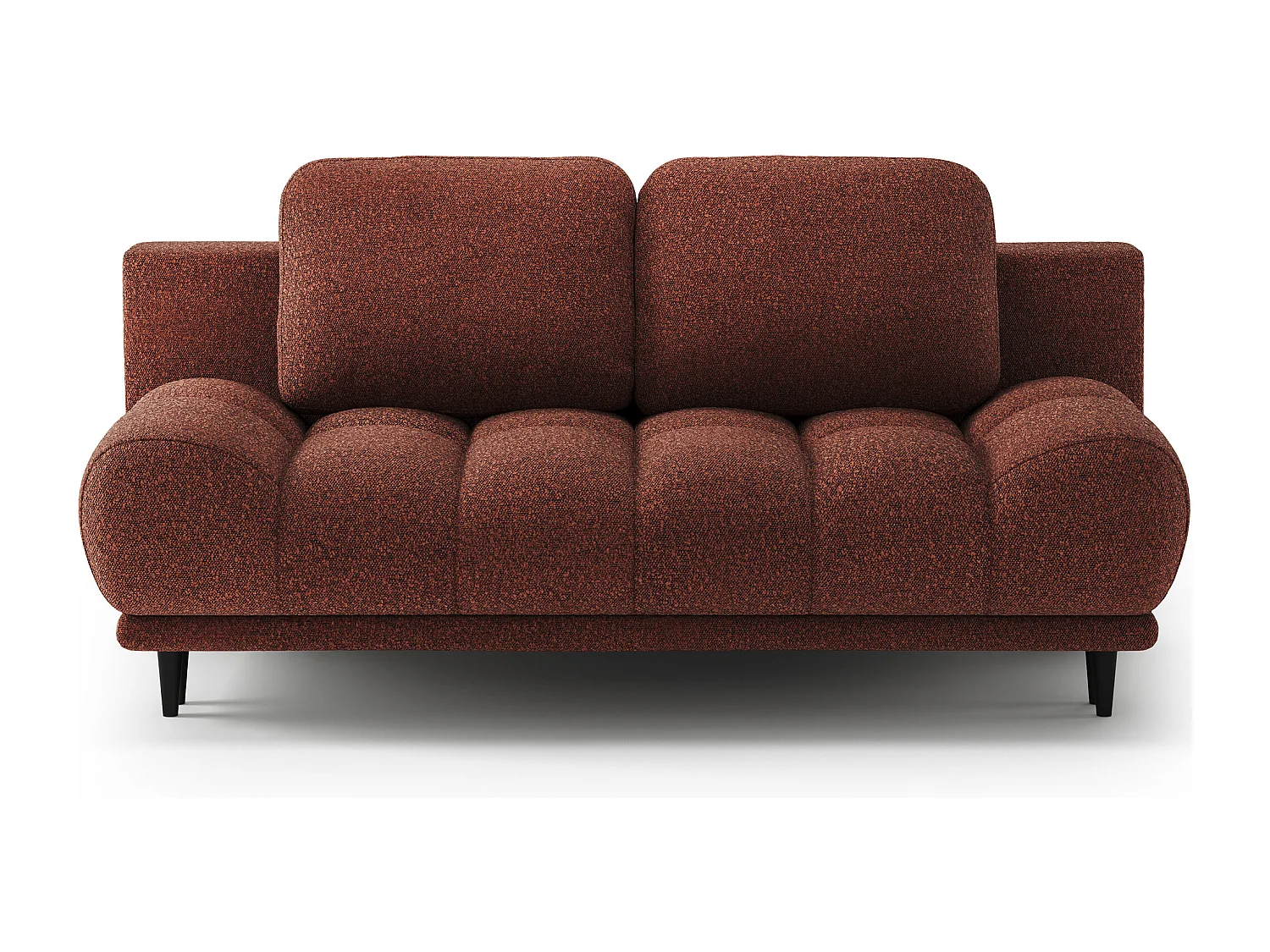 Canapé convertible 2 places NIVIO avec coffre et pieds en bois noir – 210cm-Terracotta