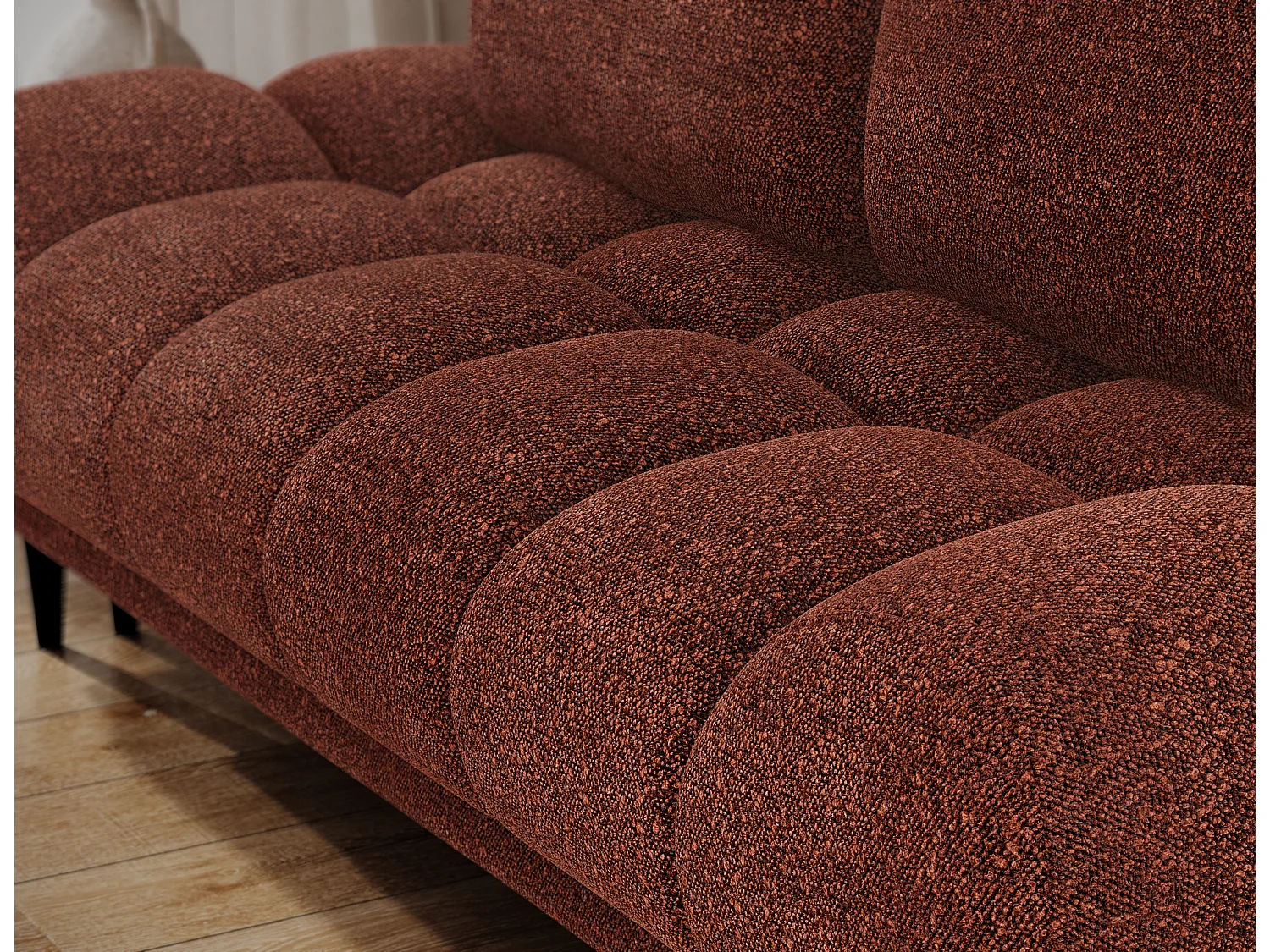 Canapé convertible 2 places NIVIO avec coffre et pieds en bois noir – 210cm-Terracotta