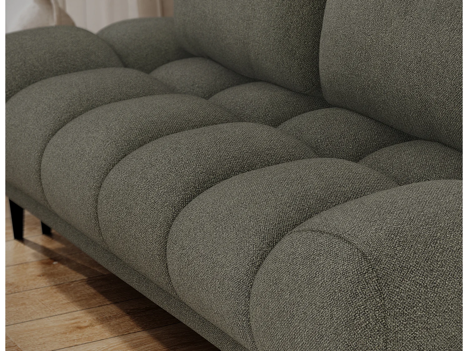 Canapé convertible 2 places NIVIO avec coffre et pieds en bois noir – 210cm-Vert