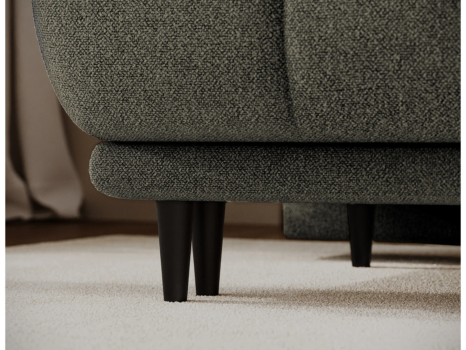 Canapé convertible 2 places NIVIO avec coffre et pieds en bois noir – 210cm-Vert