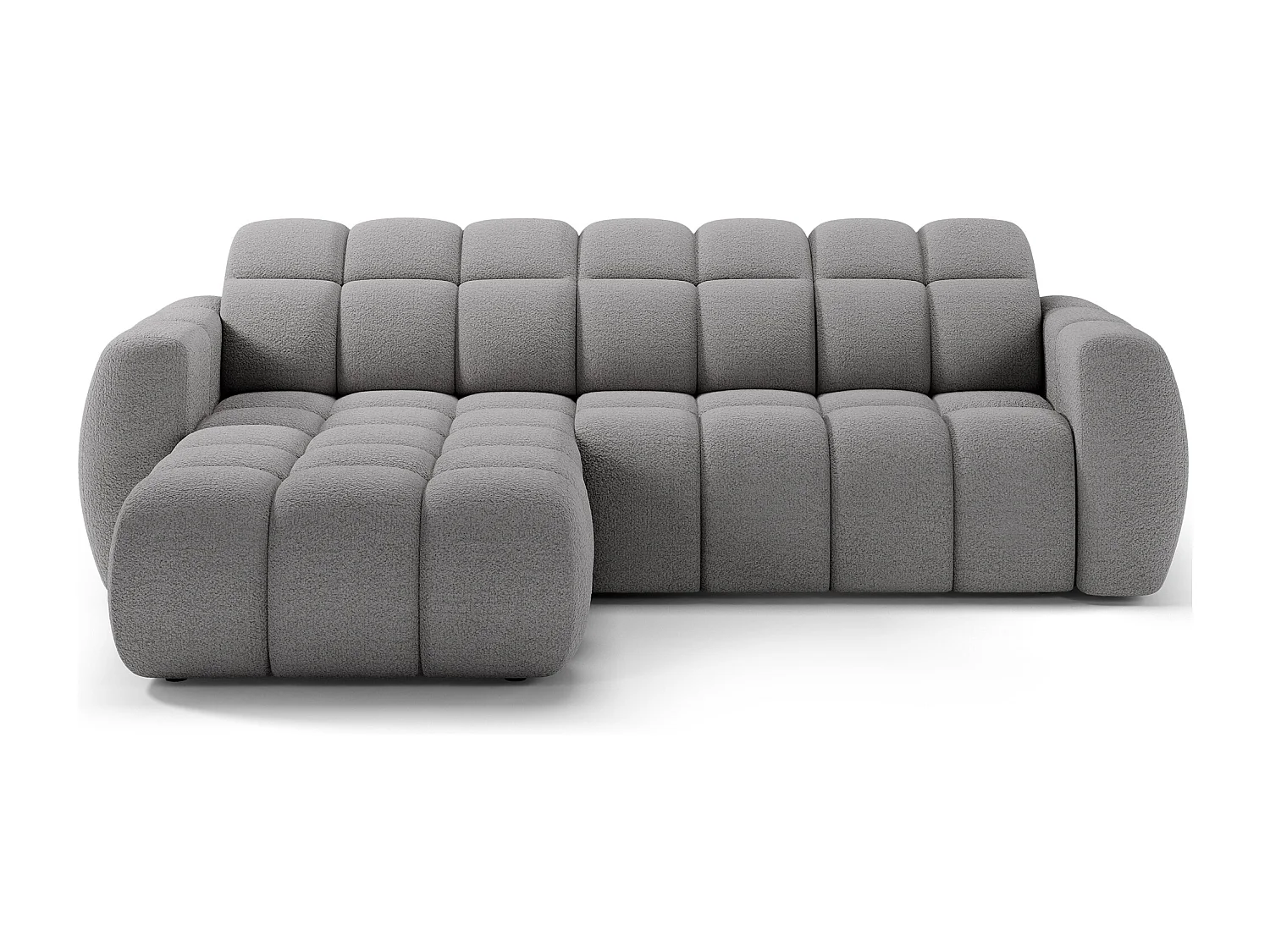 Canapé d’angle convertible 4 places tissu FENKA 288cm – Assise électrique & têtières réglables-Gris-angle gauche