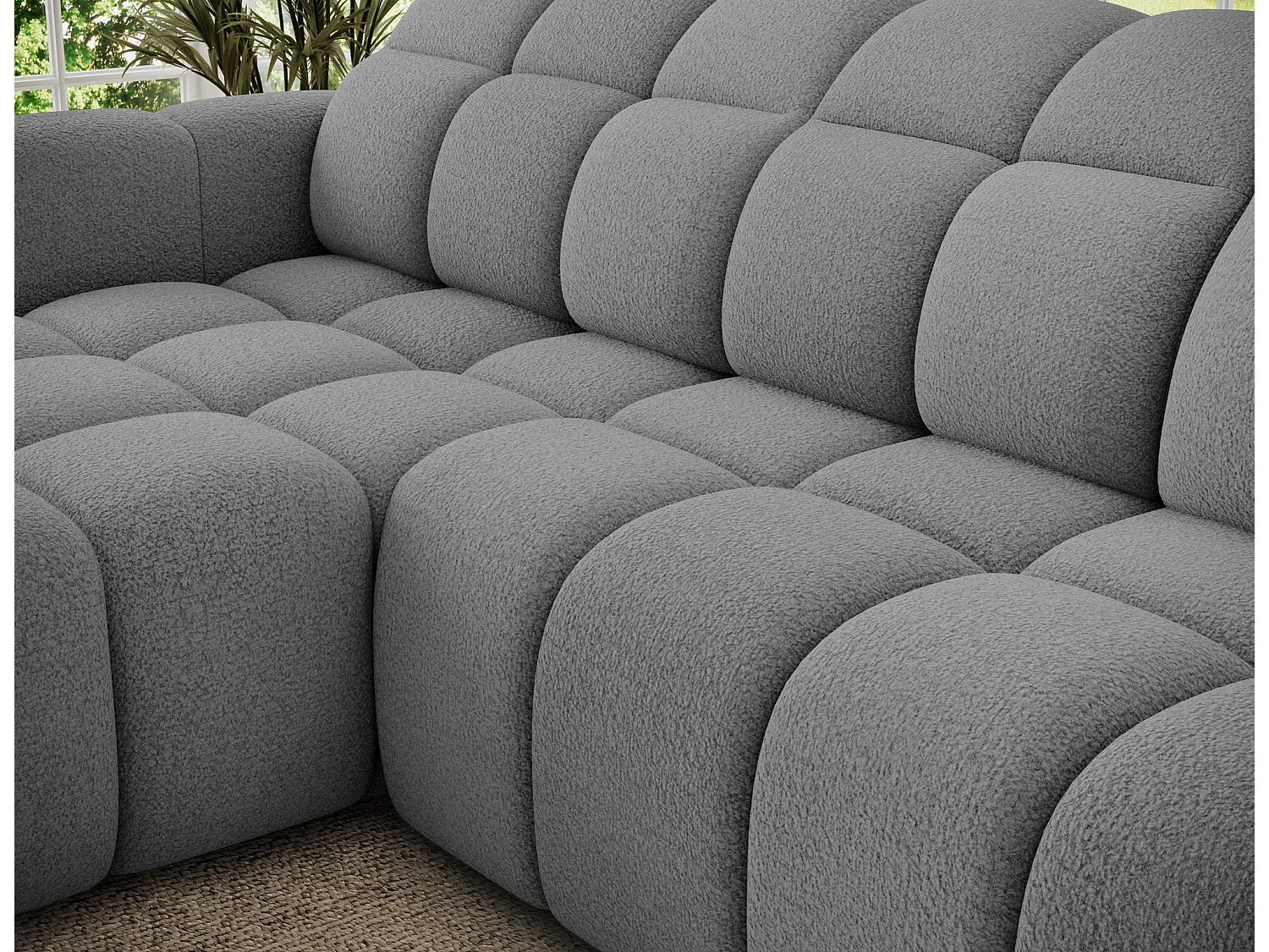 Canapé d’angle convertible 4 places tissu FENKA 288cm – Assise électrique & têtières réglables-Gris-angle gauche