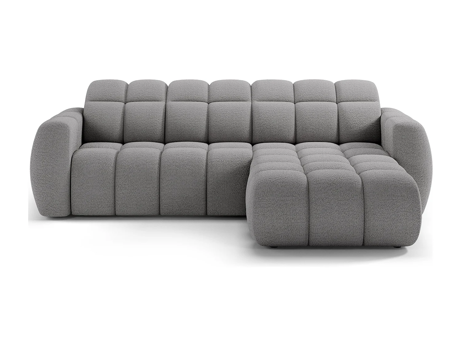 Canapé d’angle convertible 4 places tissu FENKA 288cm – Assise électrique & têtières réglables-Gris-angle droit