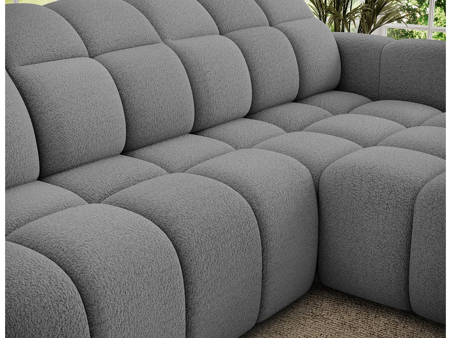 Canapé d’angle convertible 4 places tissu FENKA 288cm – Assise électrique & têtières réglables-Gris-angle droit