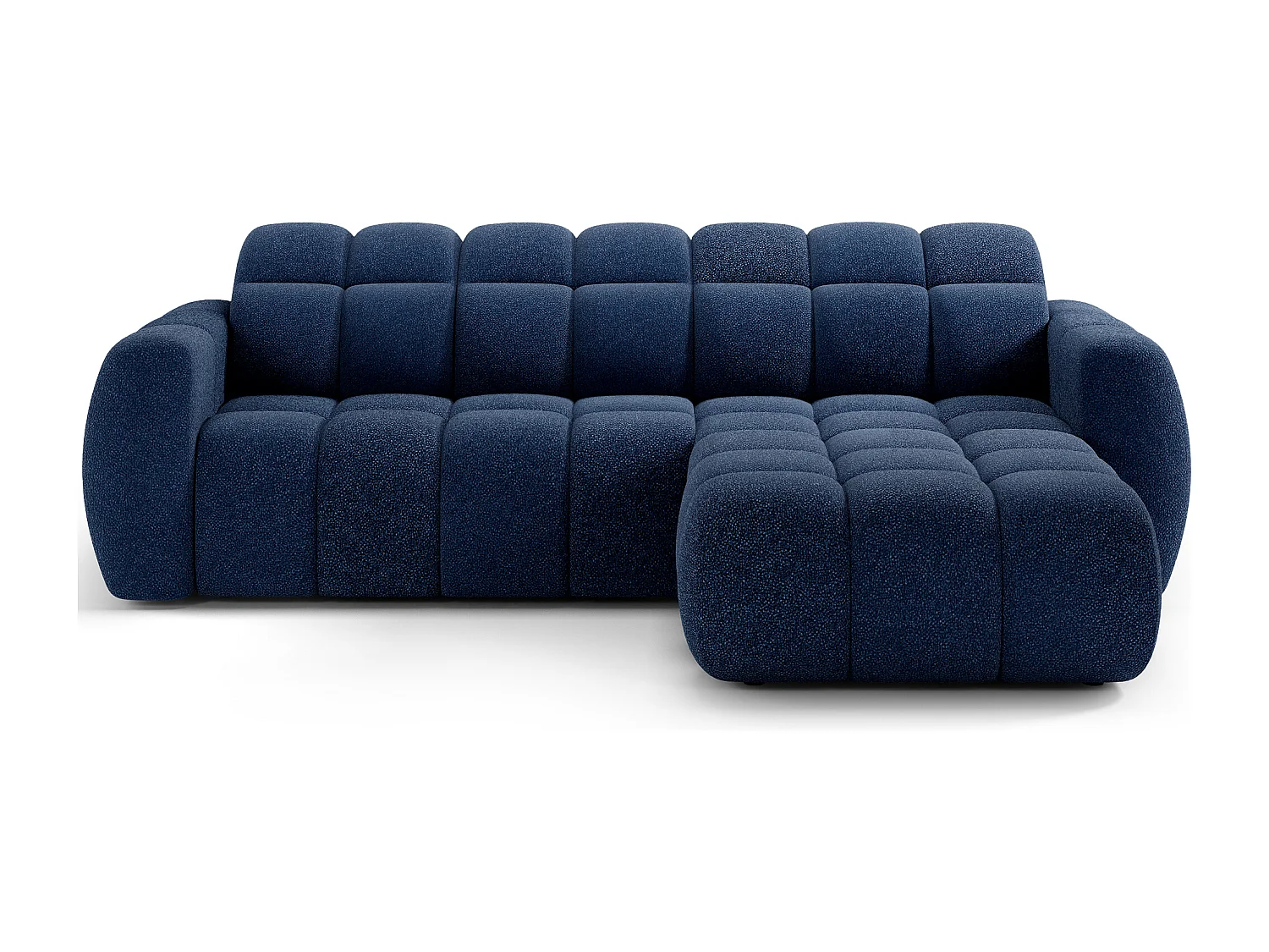 Canapé d’angle convertible 4 places tissu FENKA 288cm – Assise électrique & têtières réglables-Bleu-angle droit