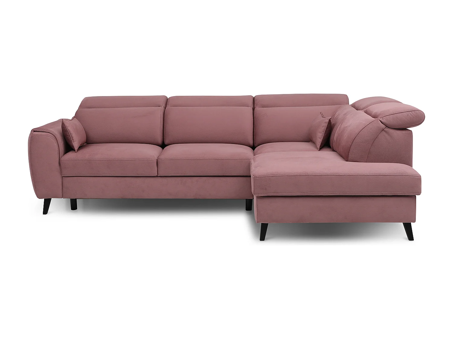 Canapé d'angle convertible avec rangement velours NOBLESSE - Pieds bois noir-Marron-angle gauche