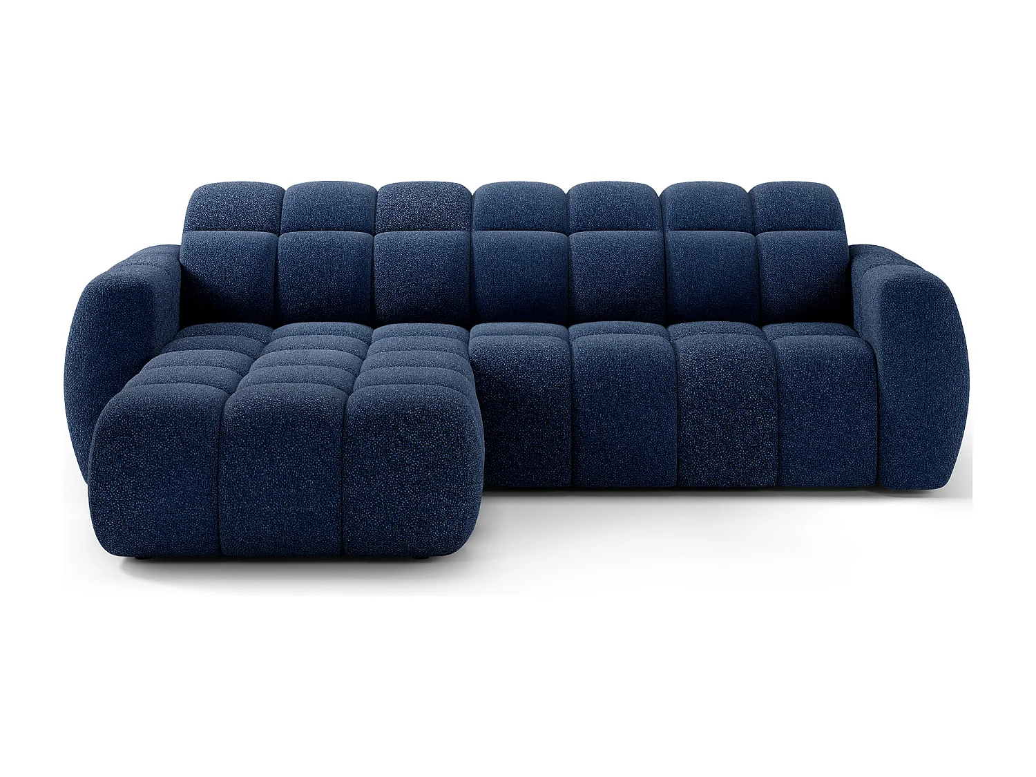 Canapé d’angle convertible 4 places tissu FENKA 288cm – Assise électrique & têtières réglables-Bleu-angle gauche