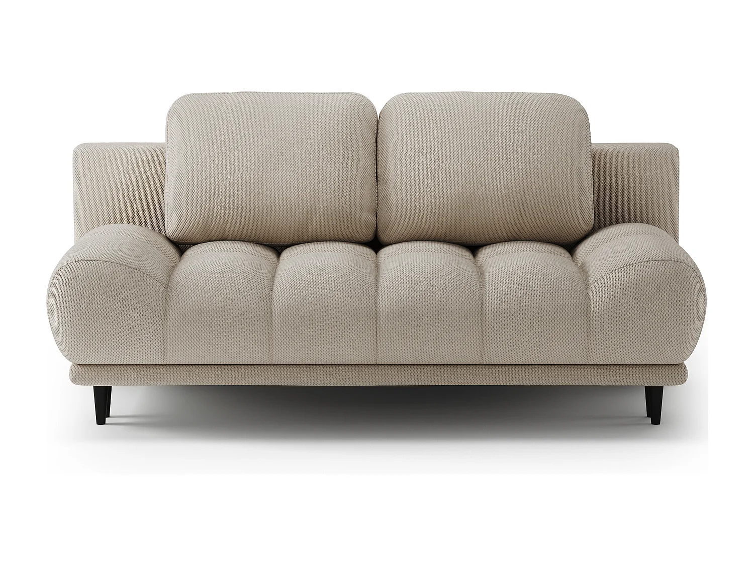 Canapé convertible 2 places NIVIO avec coffre et pieds en bois noir – 210cm-Beige