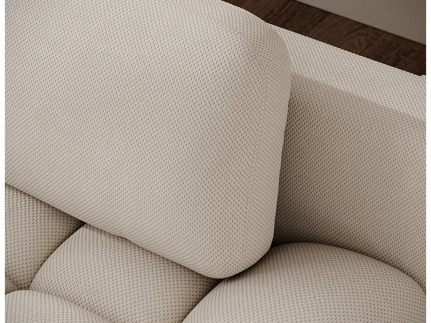 Canapé convertible 2 places NIVIO avec coffre et pieds en bois noir – 210cm-Beige