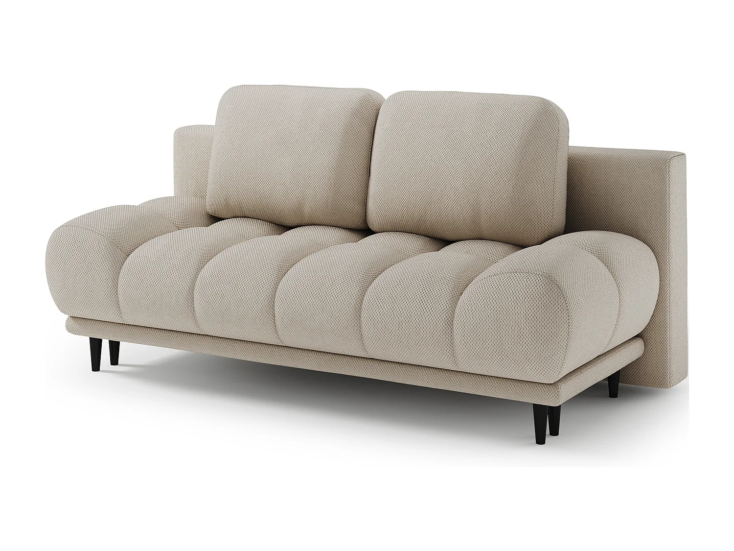 Canapé convertible 2 places NIVIO avec coffre et pieds en bois noir – 210cm-Beige