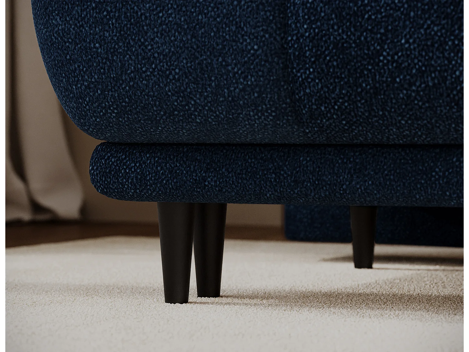 Canapé convertible 2 places NIVIO avec coffre et pieds en bois noir – 210cm-Bleu