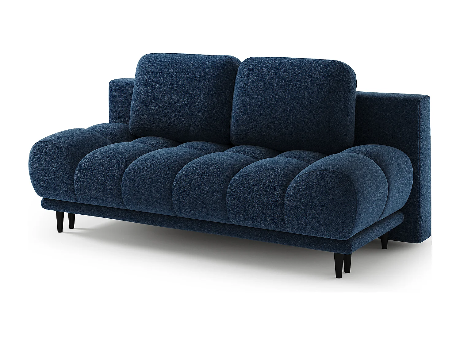 Canapé convertible 2 places NIVIO avec coffre et pieds en bois noir – 210cm-Bleu