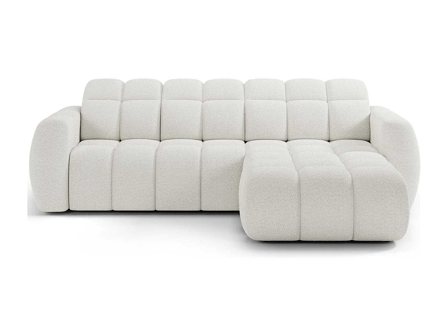 Canapé d’angle convertible 4 places tissu FENKA 288cm – Assise électrique & têtières réglables-Blanc-angle droit