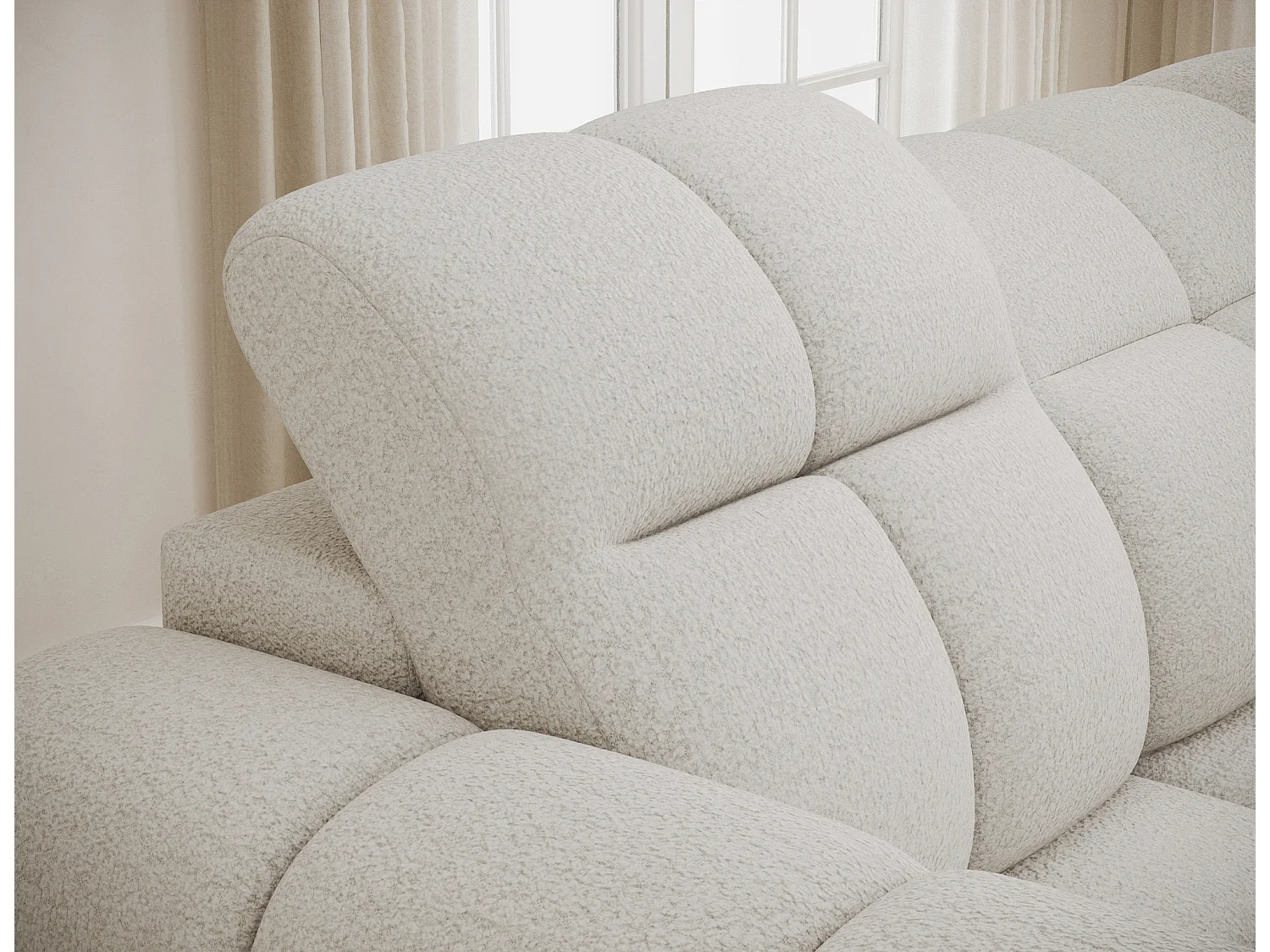 Canapé d’angle convertible 4 places tissu FENKA 288cm – Assise électrique & têtières réglables-Blanc-angle droit