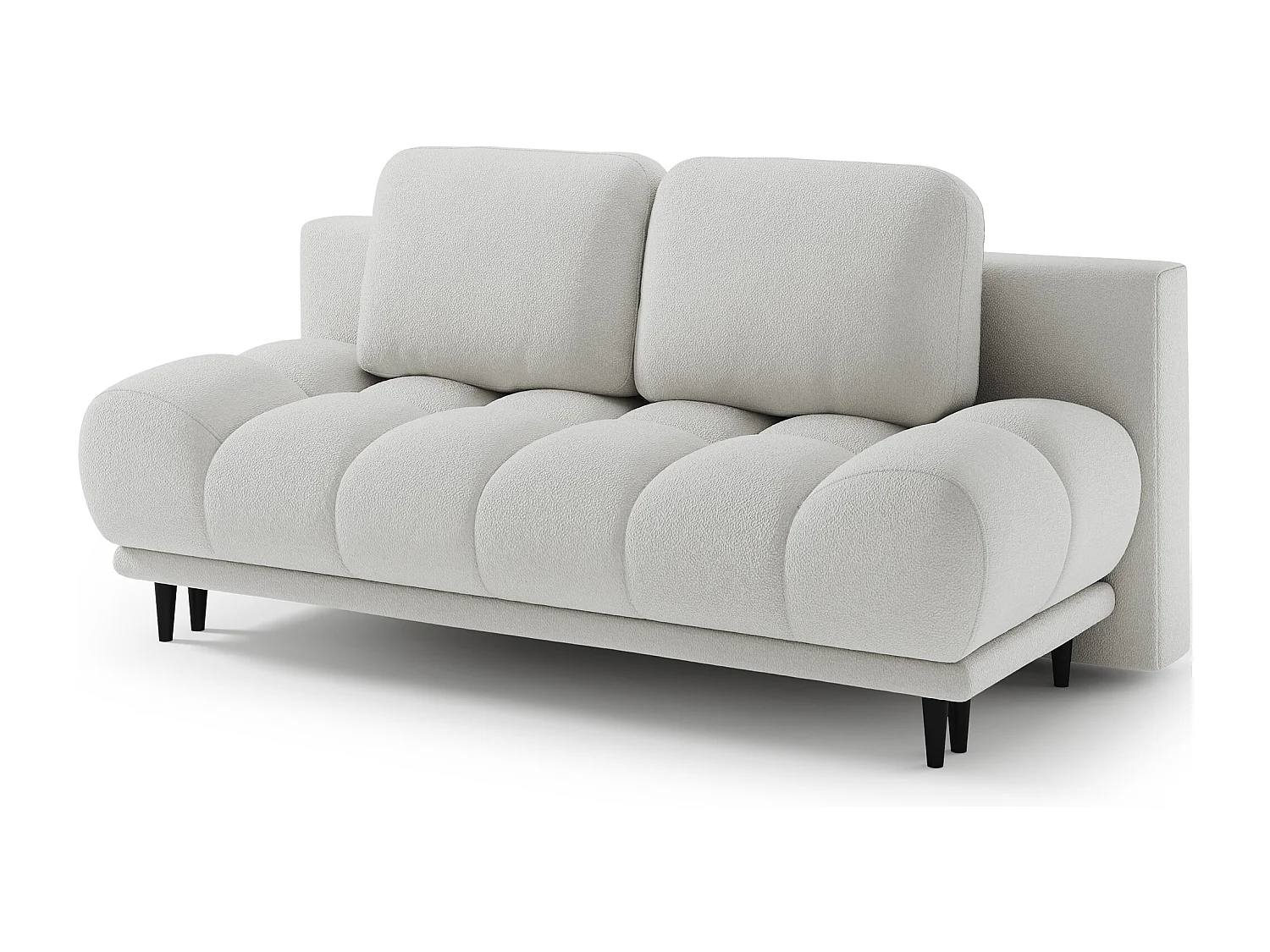 Canapé convertible 2 places NIVIO avec coffre et pieds en bois noir – 210cm-Blanc