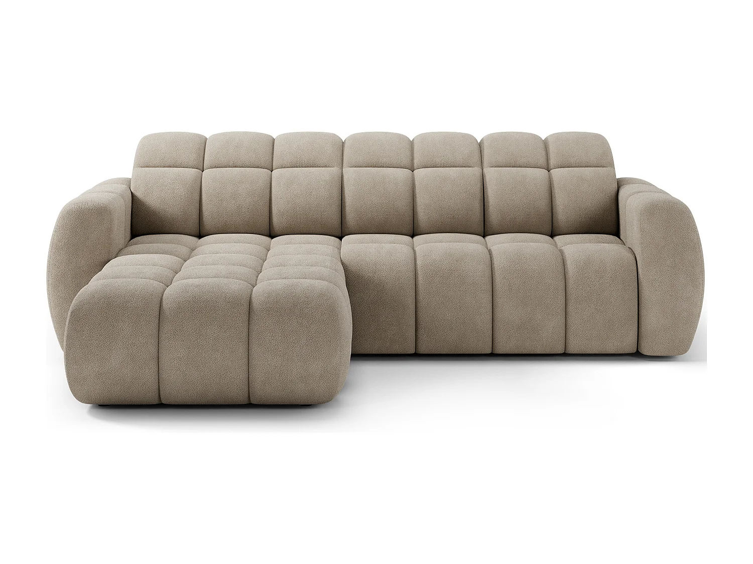 Canapé d’angle convertible 4 places tissu FENKA 288cm – Assise électrique & têtières réglables-Taupe-angle gauche