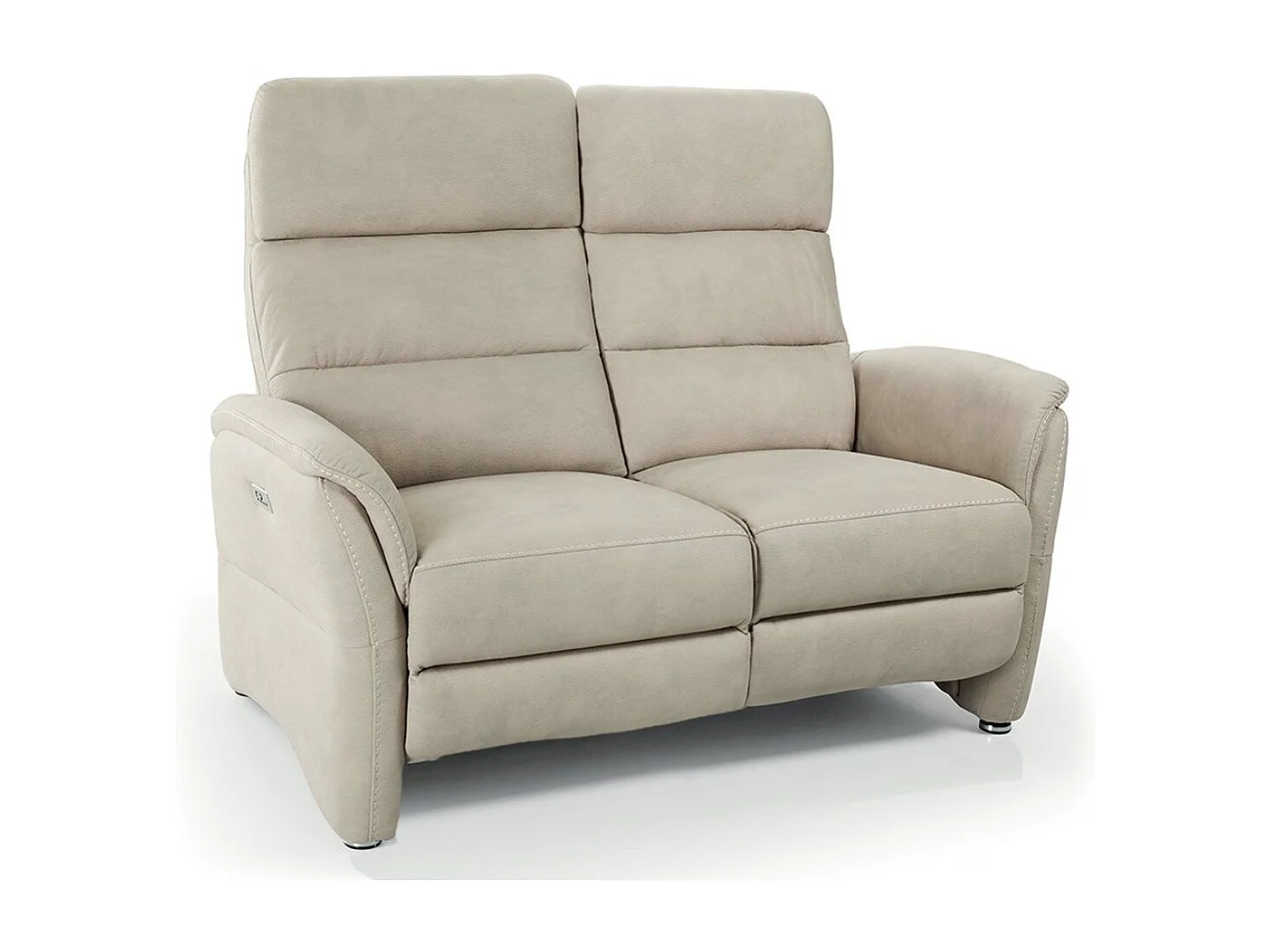 Sofá reclinable Valenza de nobuk-Beige claro-Sistema Eléctrico-2 plazas