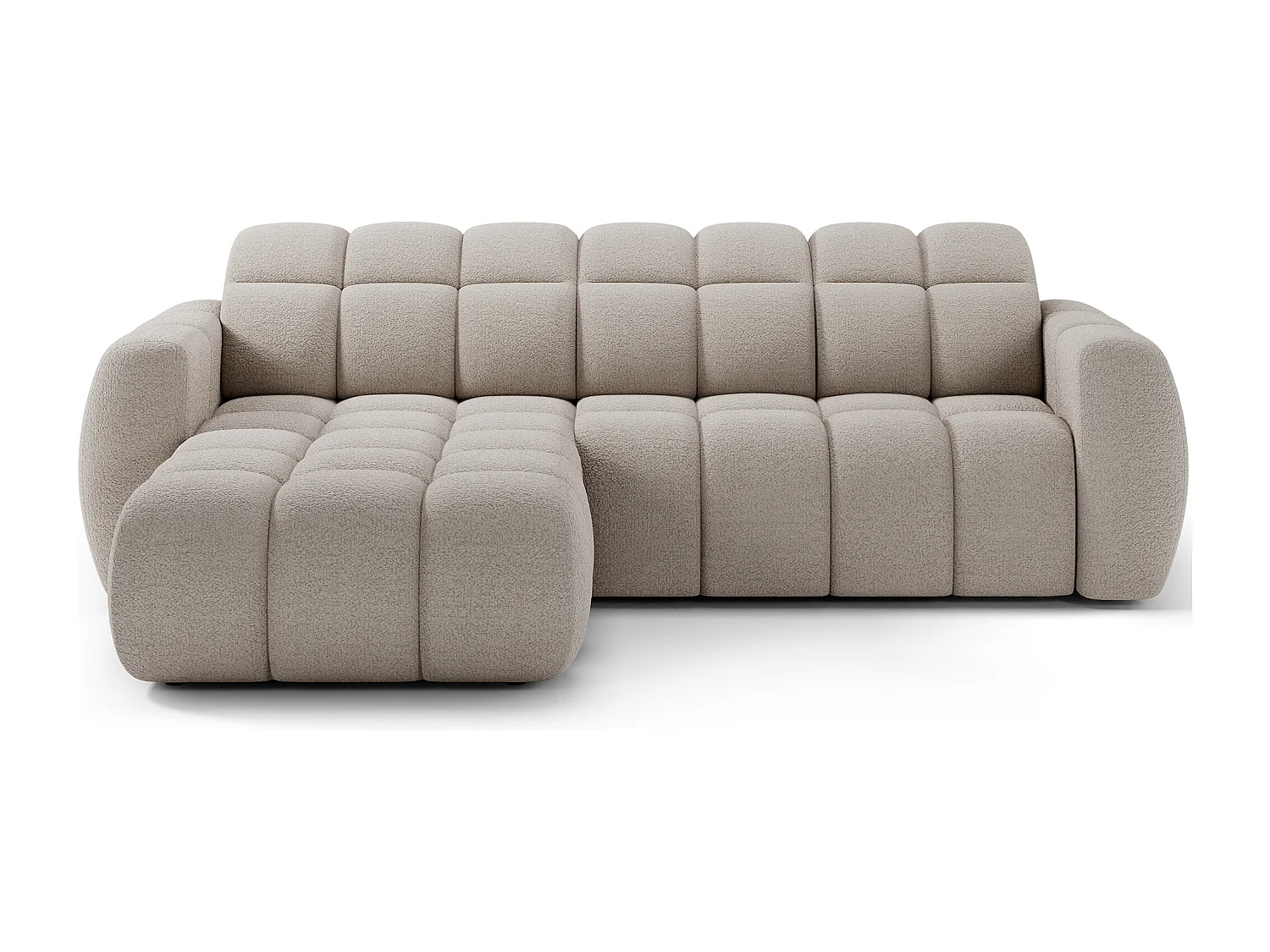 Canapé d’angle convertible 4 places tissu FENKA 288cm – Assise électrique & têtières réglables-Beige-angle gauche