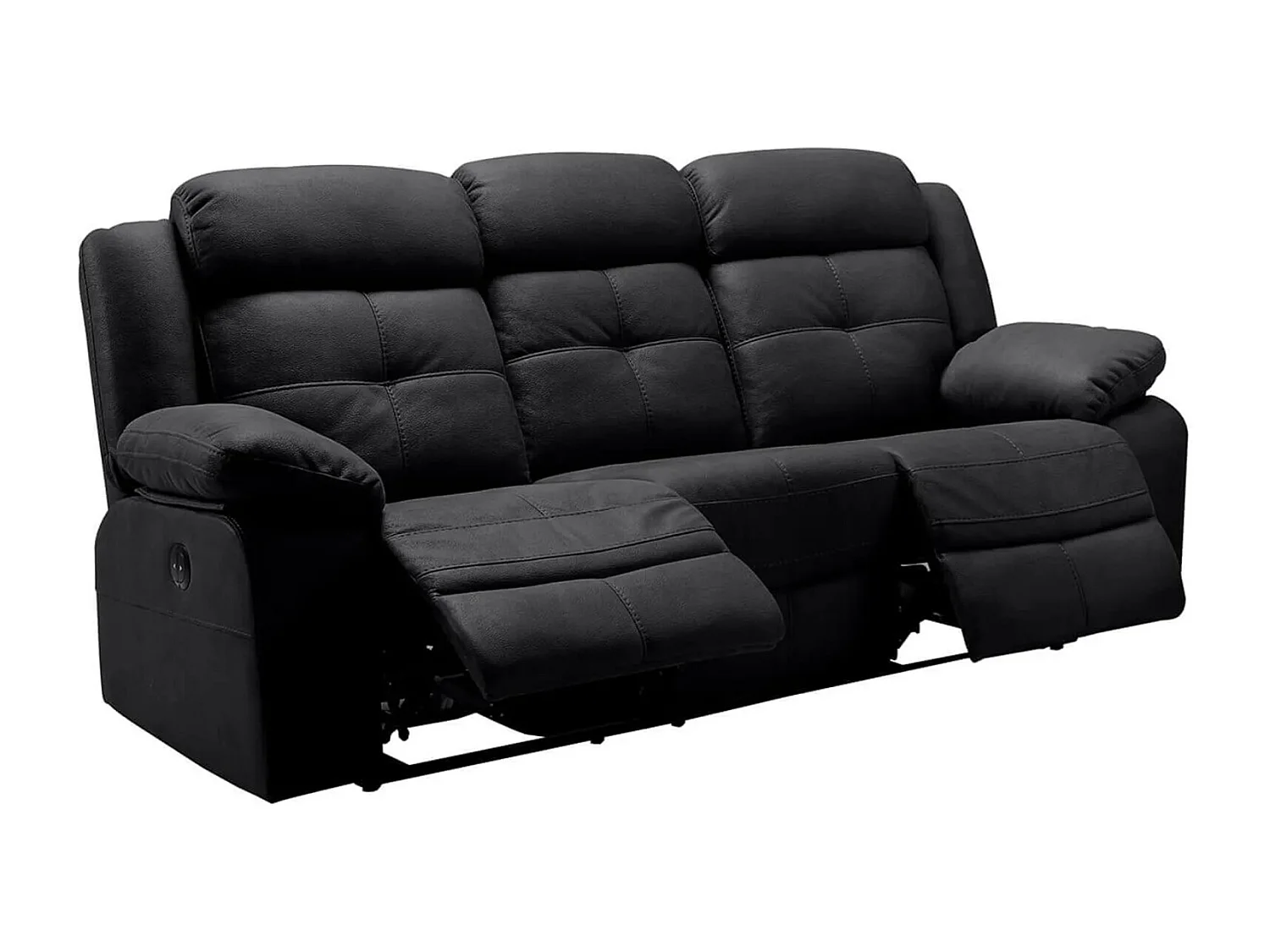 Sofá nubuck reclinable Farenza-Gris oscuro-Sistema Eléctrico-3 plazas