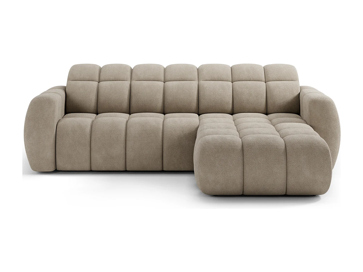 Canapé d’angle convertible 4 places tissu FENKA 288cm – Assise électrique & têtières réglables-Taupe-angle droit