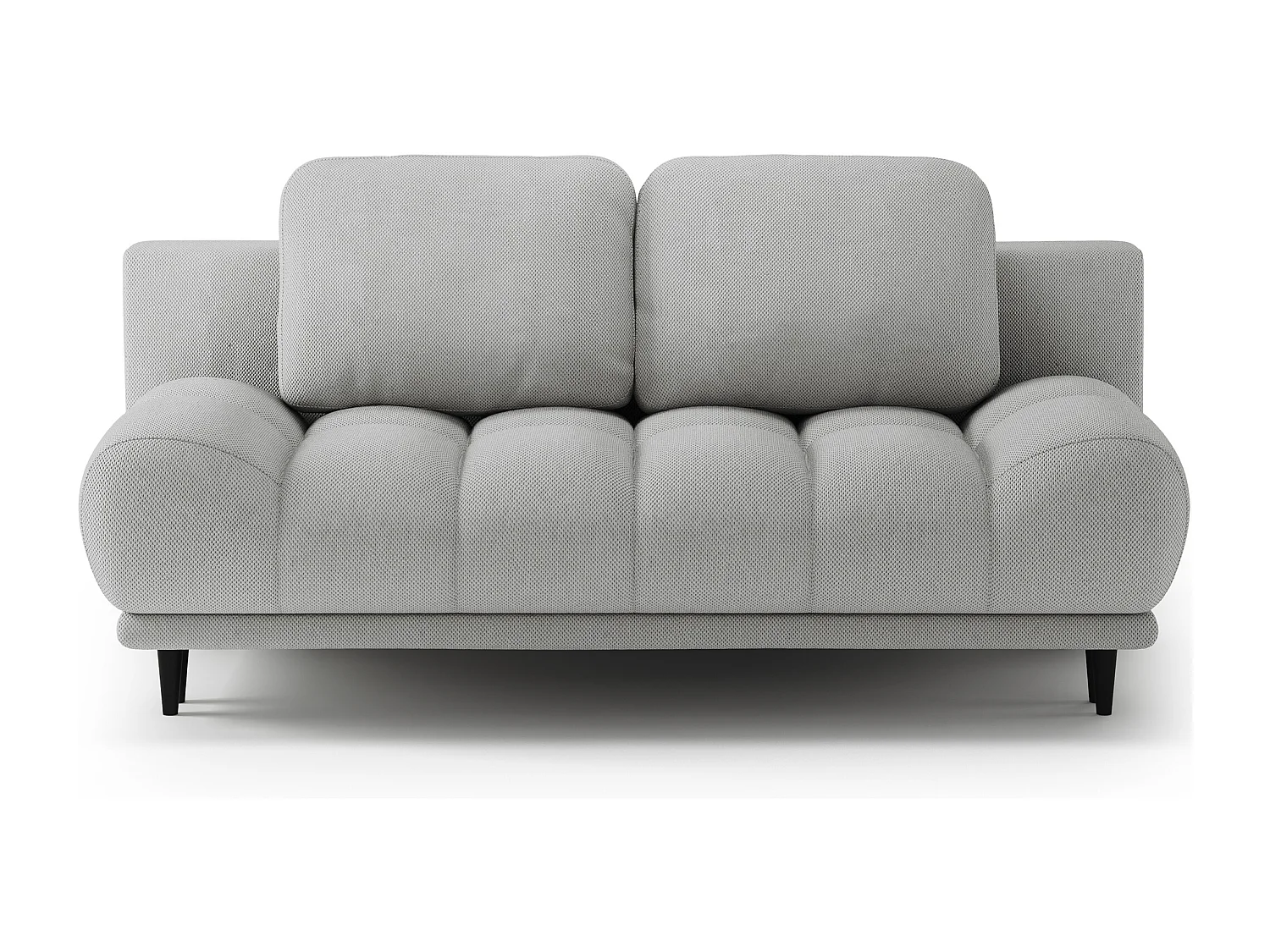 Canapé convertible 2 places NIVIO avec coffre et pieds en bois noir – 210cm-Gris clair