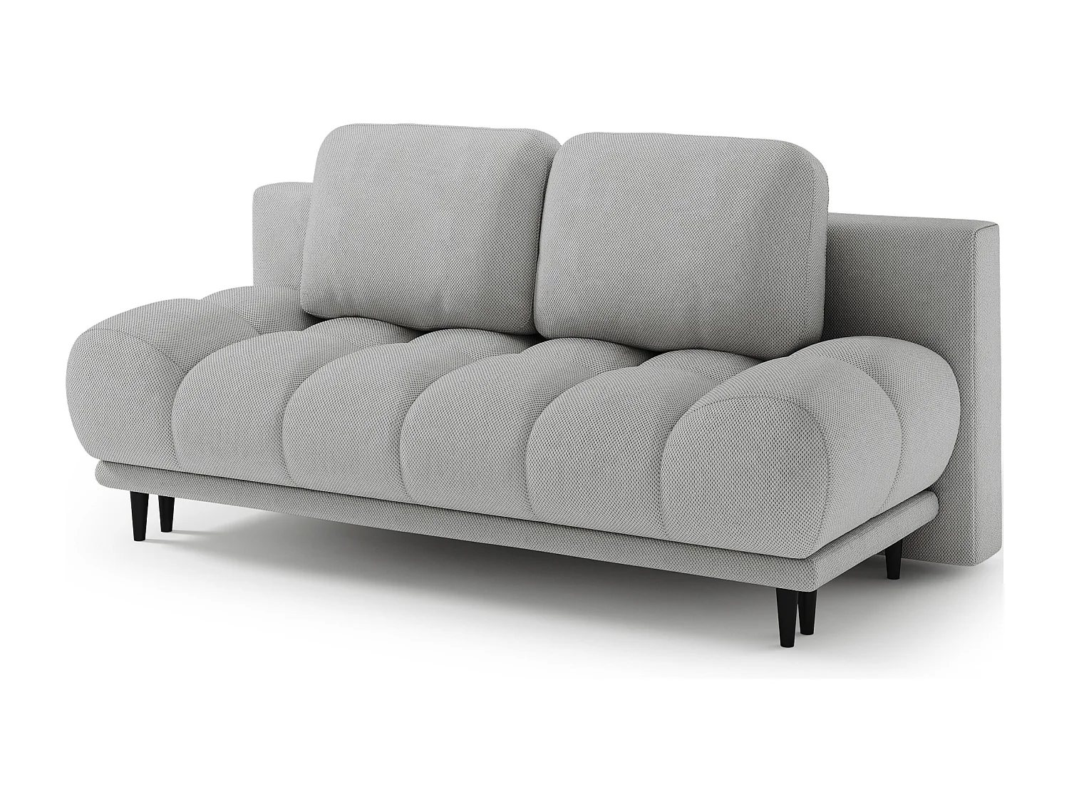 Canapé convertible 2 places NIVIO avec coffre et pieds en bois noir – 210cm-Gris clair