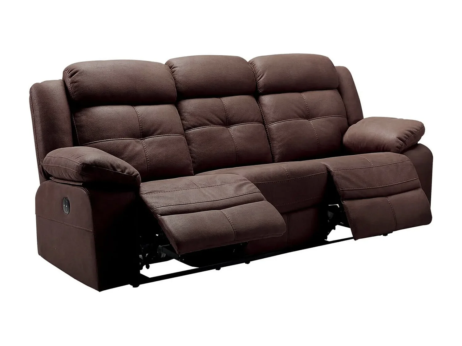 Canapé de relaxation en nubuck Farenza-Marron-Système Electrique-3 places