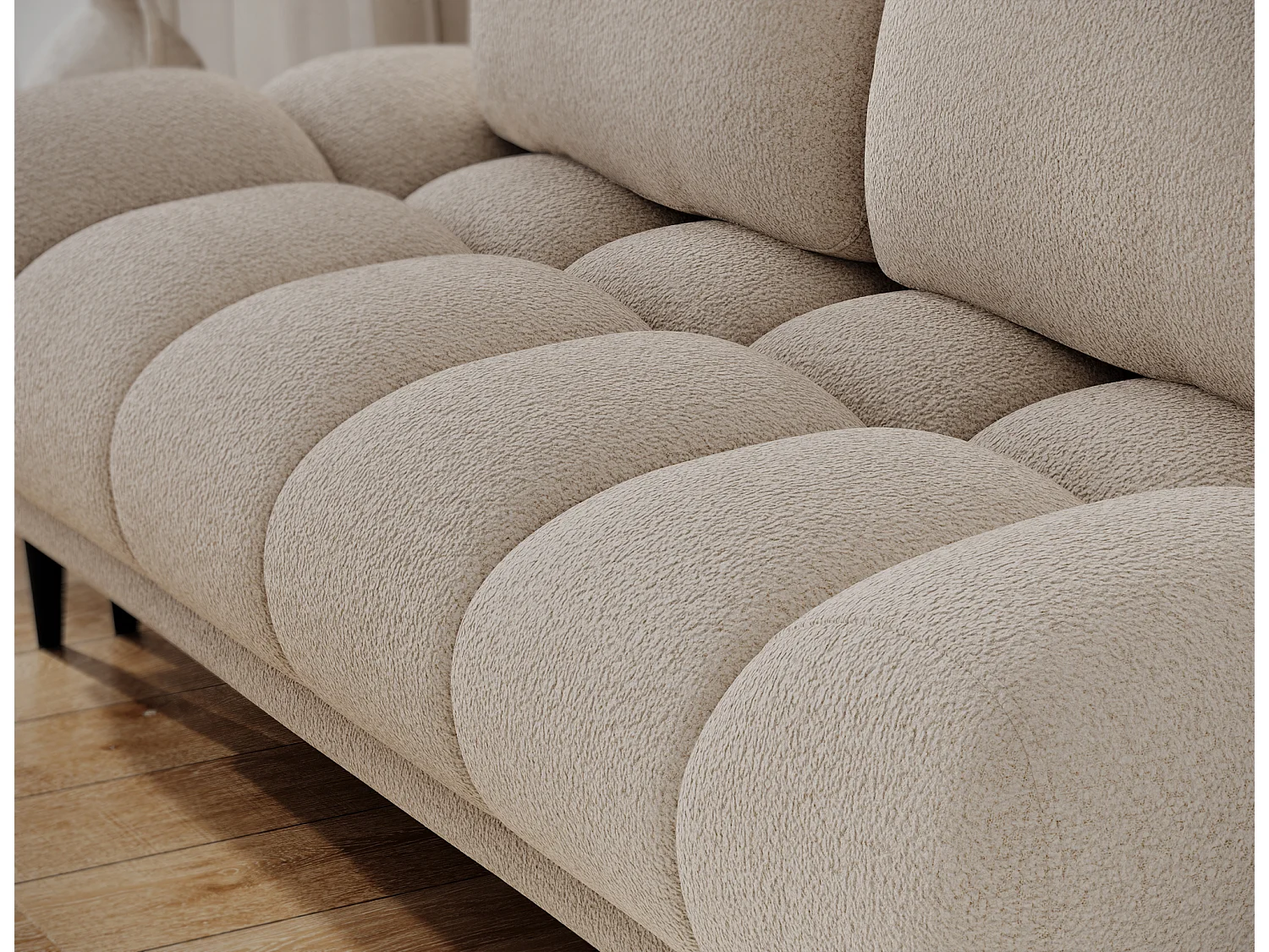 Canapé convertible 2 places NIVIO avec coffre et pieds en bois noir – 210cm-Taupe