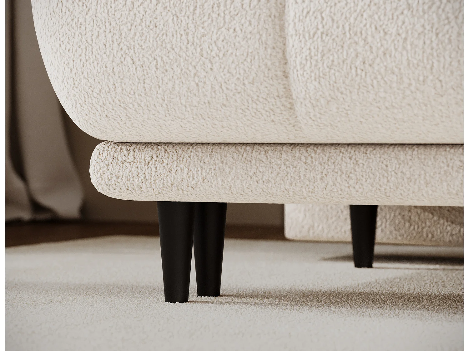 Canapé convertible 2 places NIVIO avec coffre et pieds en bois noir – 210cm-Taupe