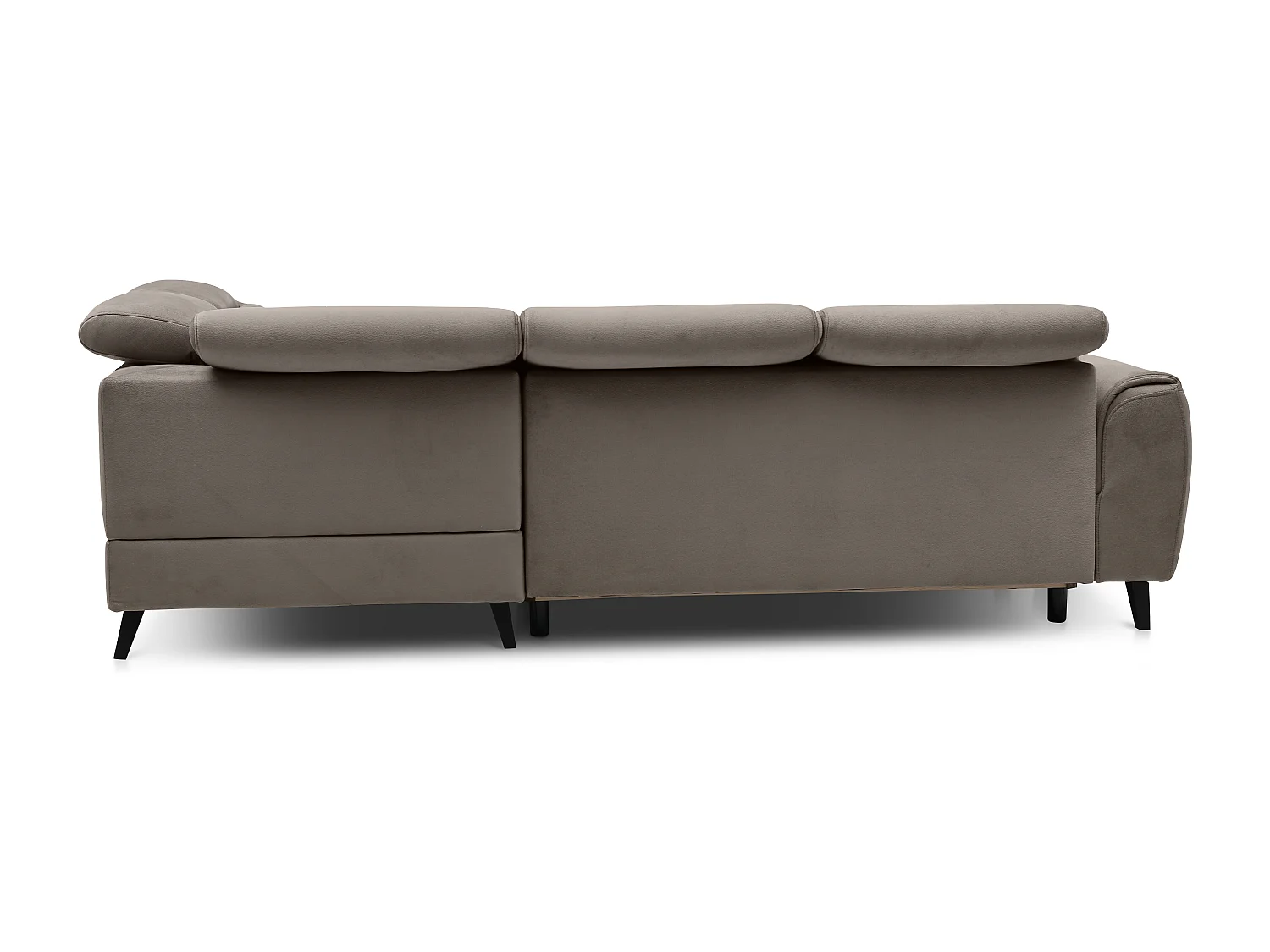 Canapé d'angle convertible avec rangement tissu NOBLESSE - Pieds bois noir-Marron-angle droit